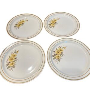 Sweet Flowers Collection 306 Stoneware Dinner Plates 11" Japan Vintage Set 4 MCM